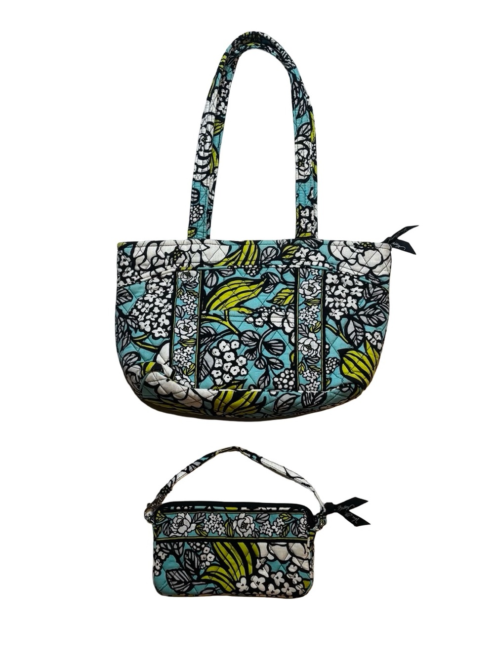 Vera Bradley Retired Island Bloom Pattern Tote Bag & Wristlet Set Quilted Floral - Picture 2 of 5